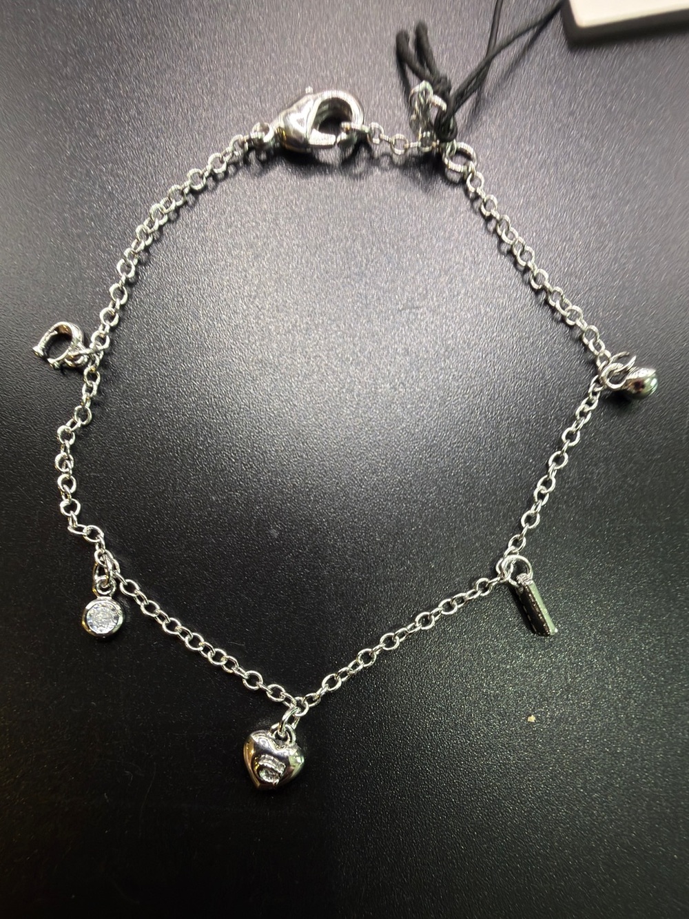COACH SILVER TONE CHARM BRACELET WITH CHARMS 7.5” Designer Fun Collectible